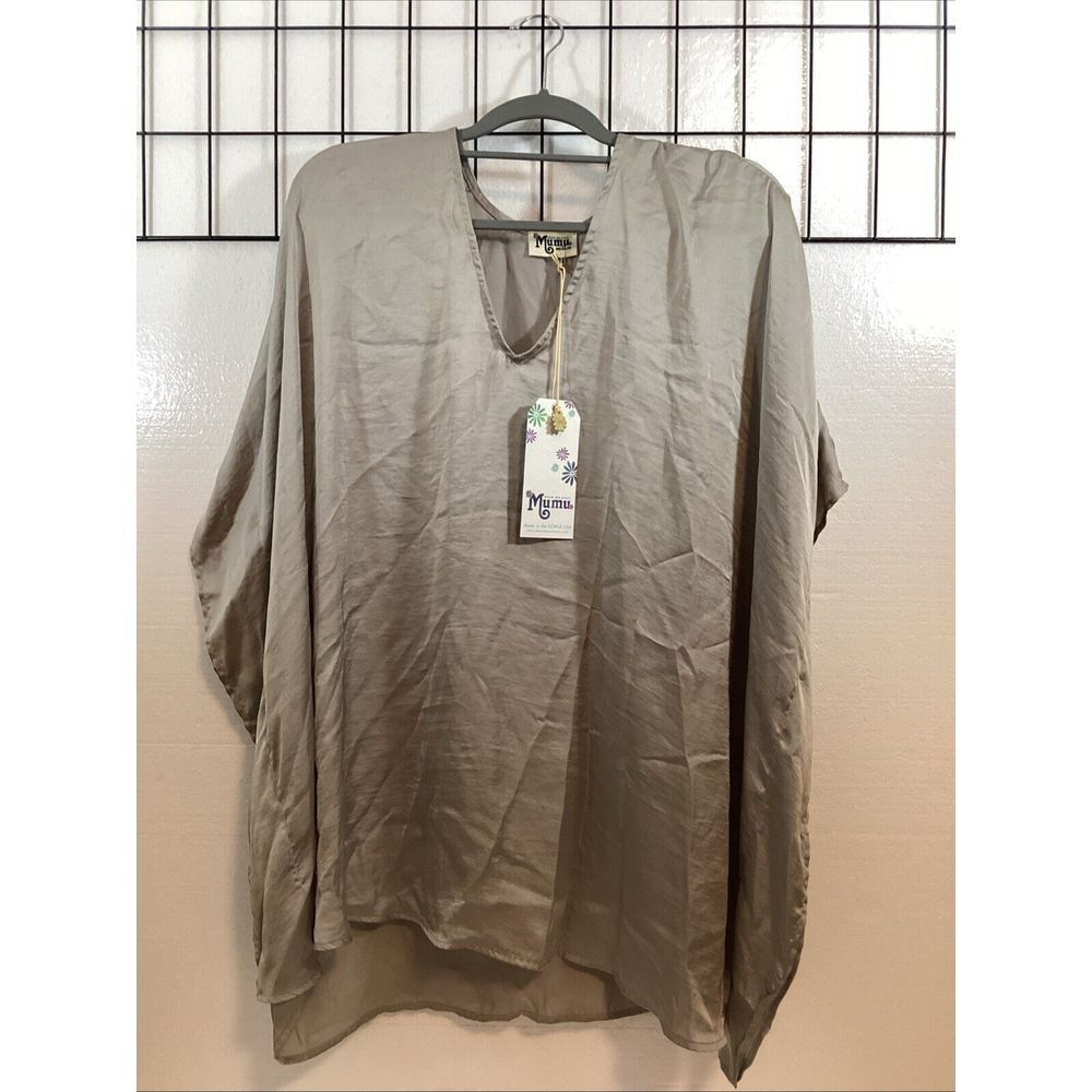 Show Me Your Mumu Women M Oversize Blouse Silver Gray Tunic Dress 59970